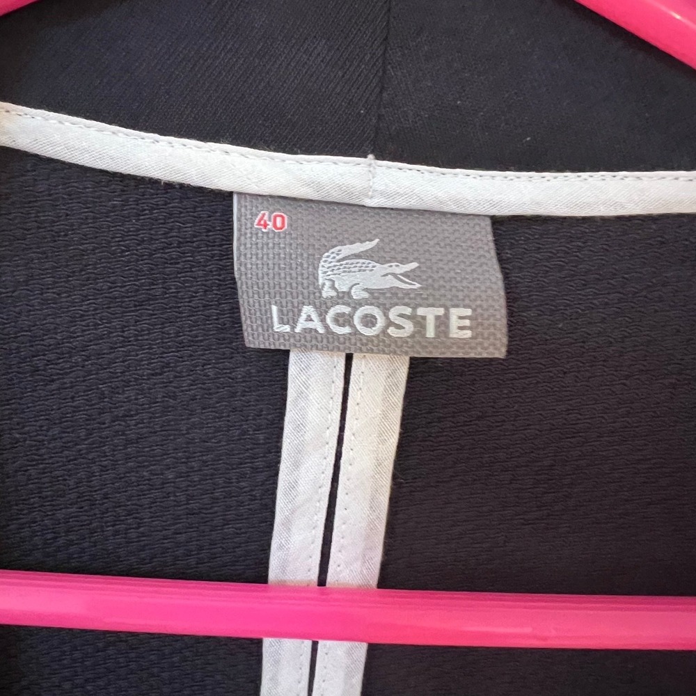 VTG Lacoste Women's Navy Blue Knit Blazer Jacket Sz 40 (US 8) Shawl Collar Croc - Picture 2 of 15